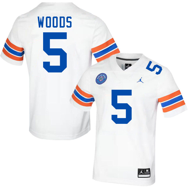 Jayden Woods Florida Jersey,Florida Gators #5 Jayden Woods Uniforms,Jersey Youth-Throwback White